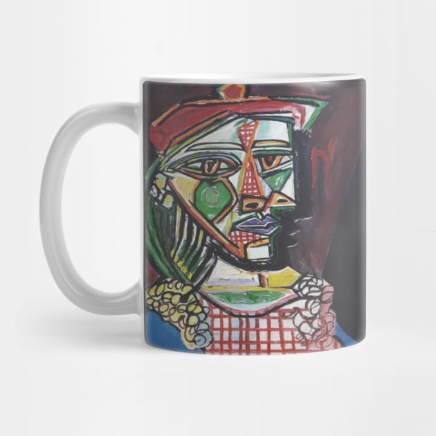 The Woman in the Red Beret Face Mask, Mug by DeniseMorgan